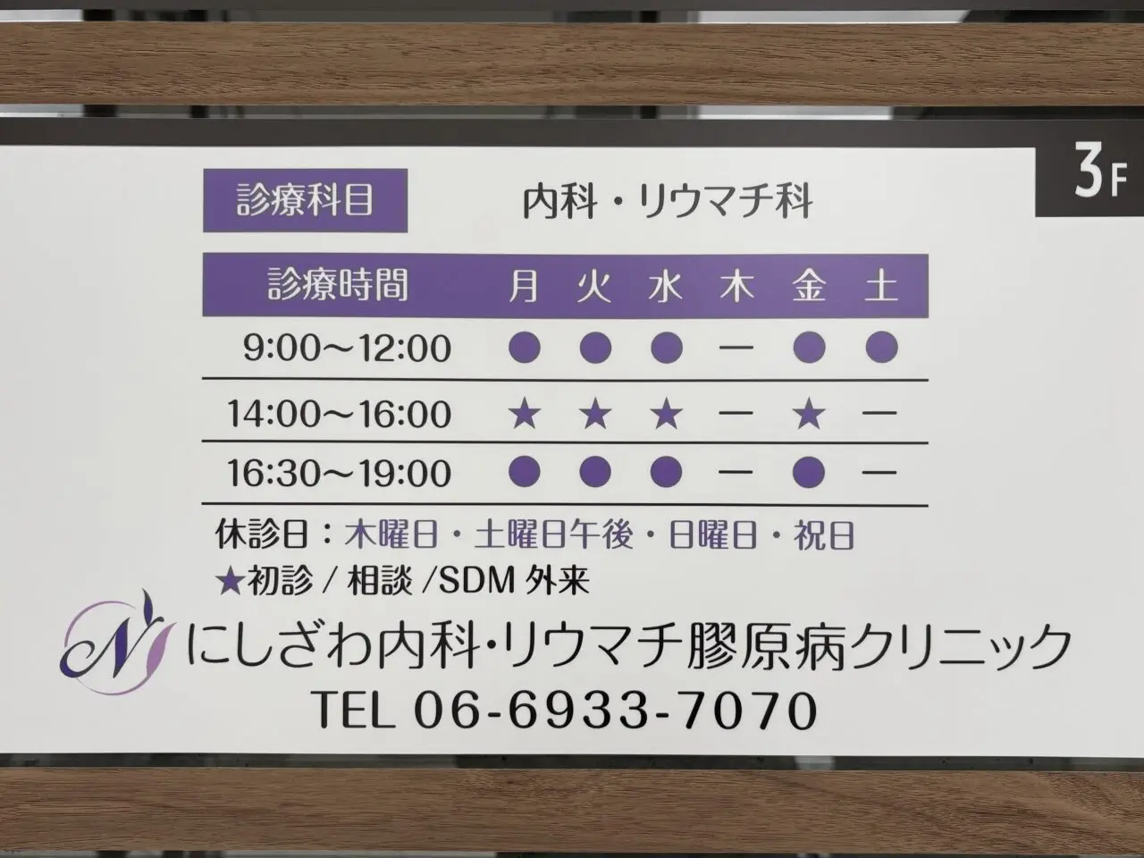 にしざわ内科診療時間など